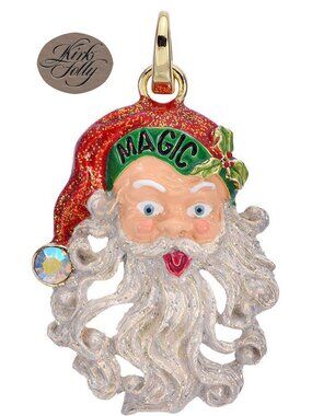Kirks Folly Christmas Magic Santa Open Ring Charm Goldtone